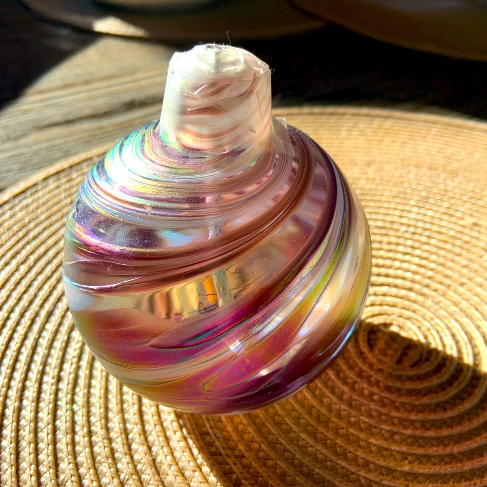 Hand Blown Glass Oil Lamp, Circa 1994